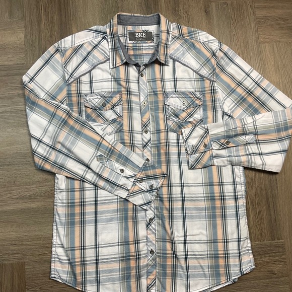 BKE Other - BKE Plaid Shirt Mens XL Pastel Long Sleeve Button Up Athletic Fit Casual Western